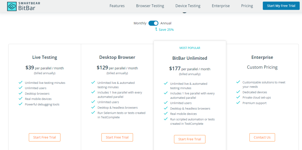crossbrowser testing pricng