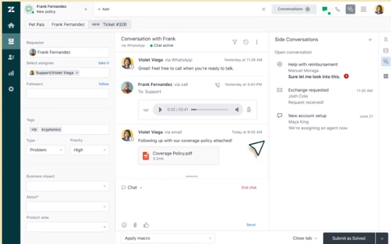 Zendesk deshboard