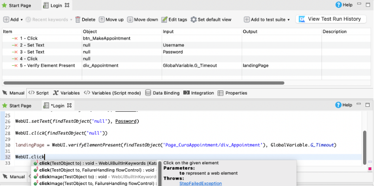 katalon web testing