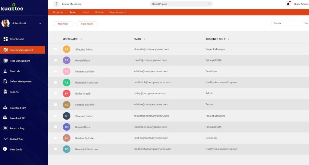 kualitee dashboard