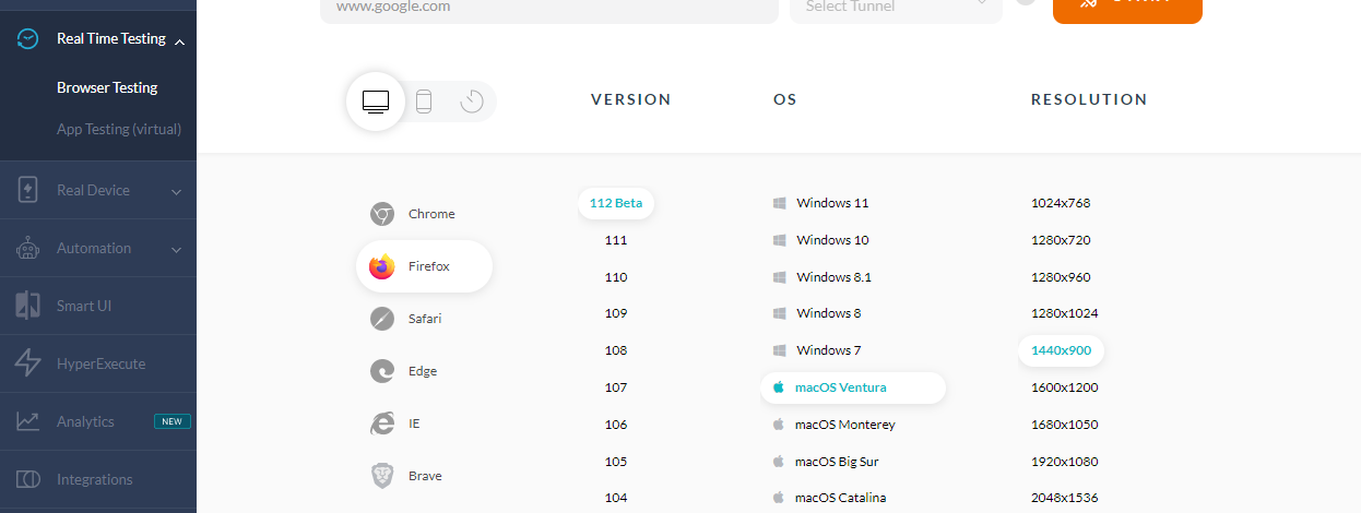 Lambdatest Multiple browser testing