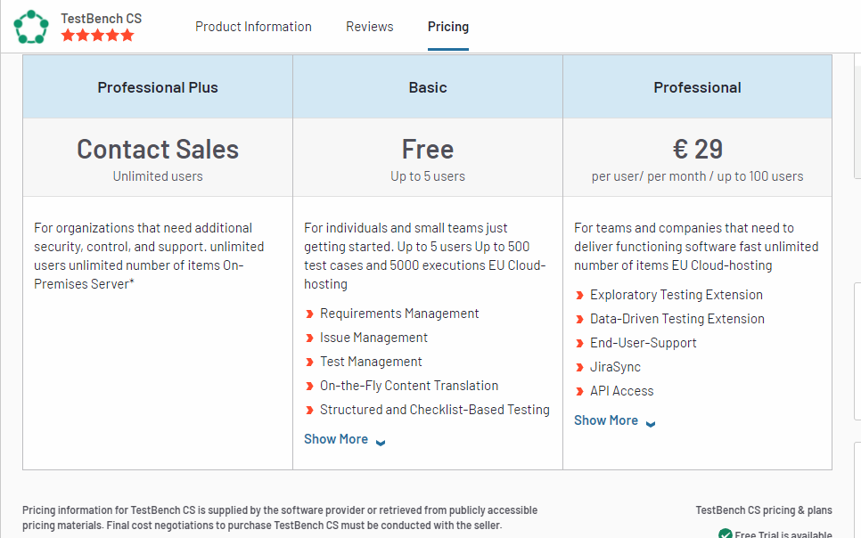 TestBench pricing