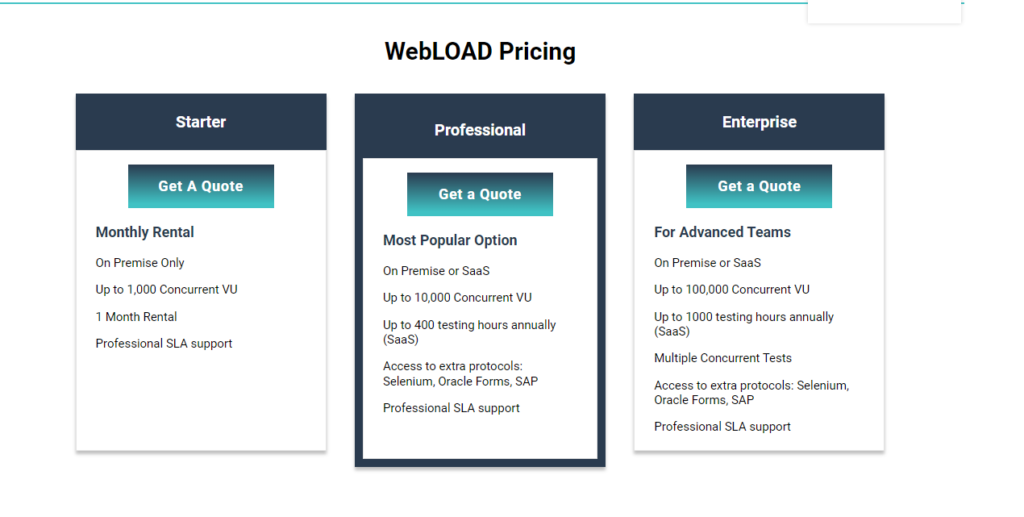 WebLOAD price
