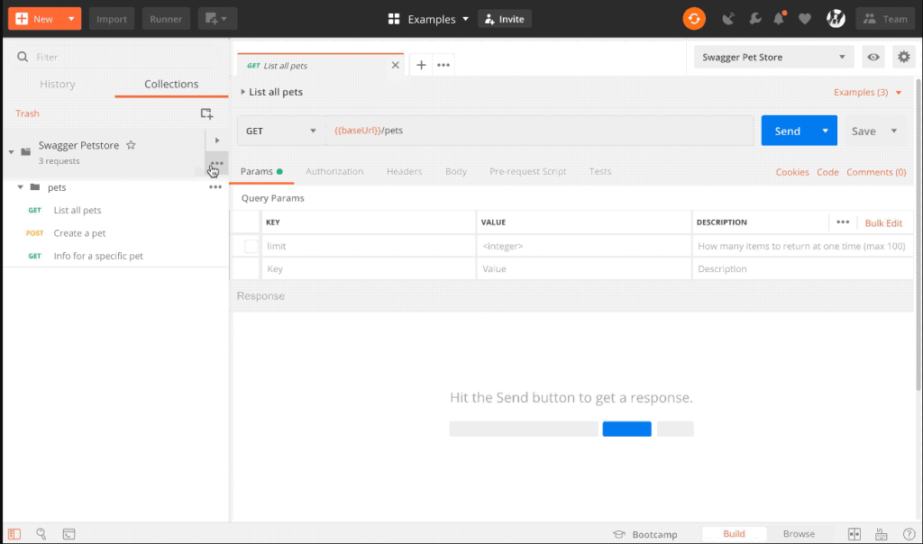 Postman dashboard
