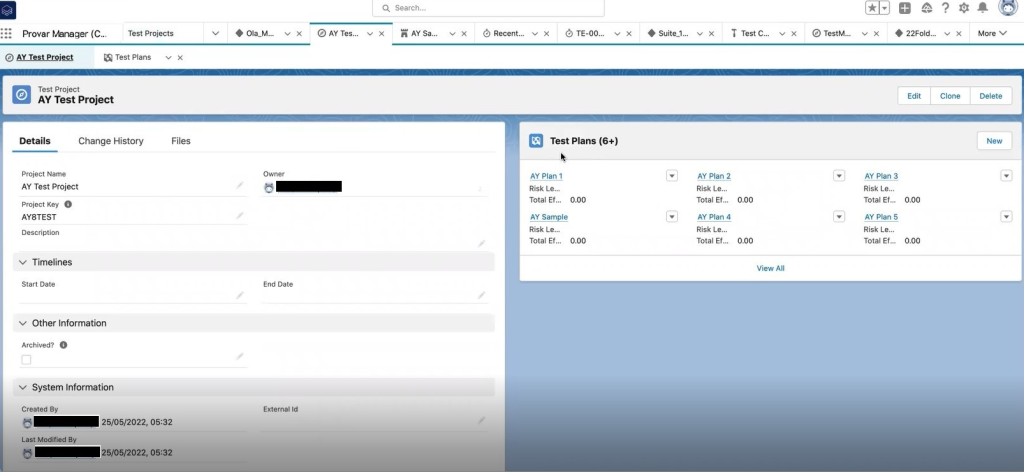 Provar dashboard