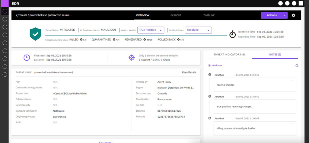 SentinelOne Singularity Automated EDR