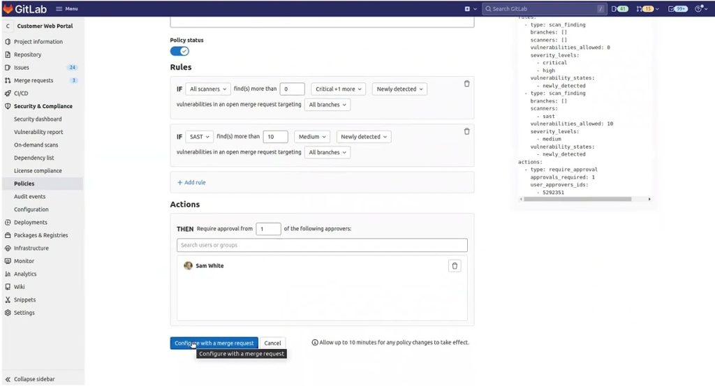 gitlab Security and Compliance Management