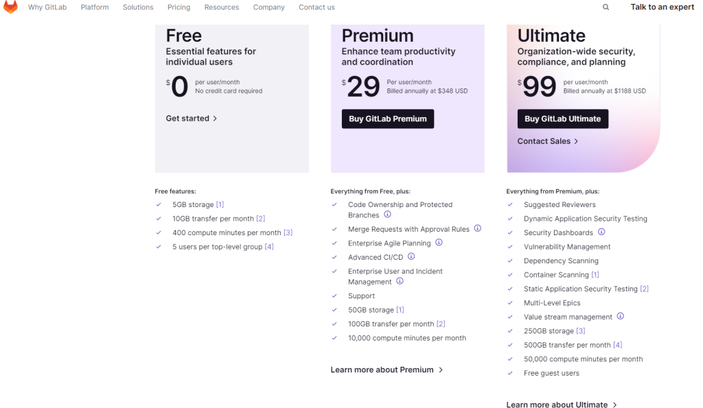 gitlab pricing