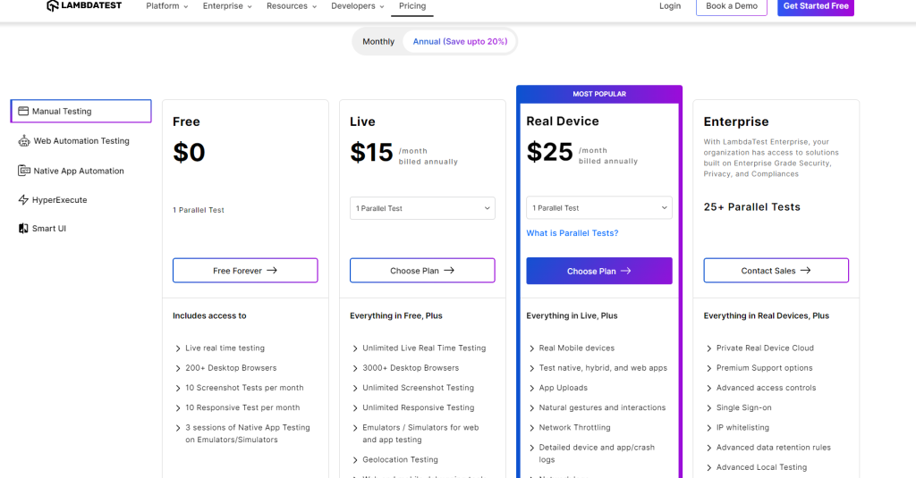 lambdatest pricing