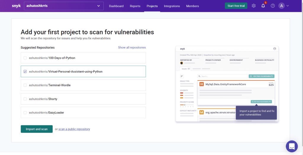snyk Vulnerability Detection