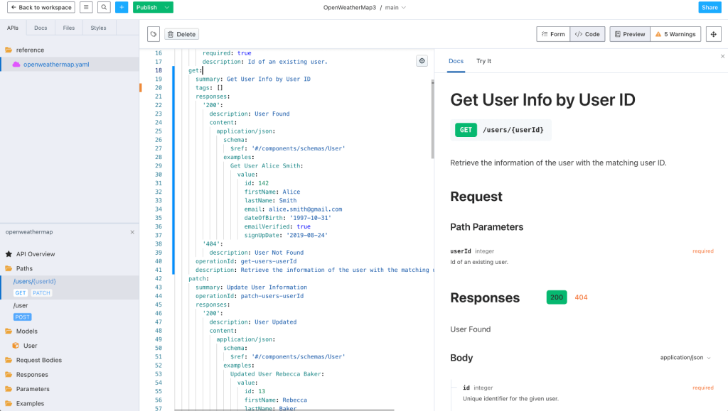stoplight API dashboard
