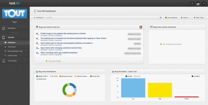 test io dashboard