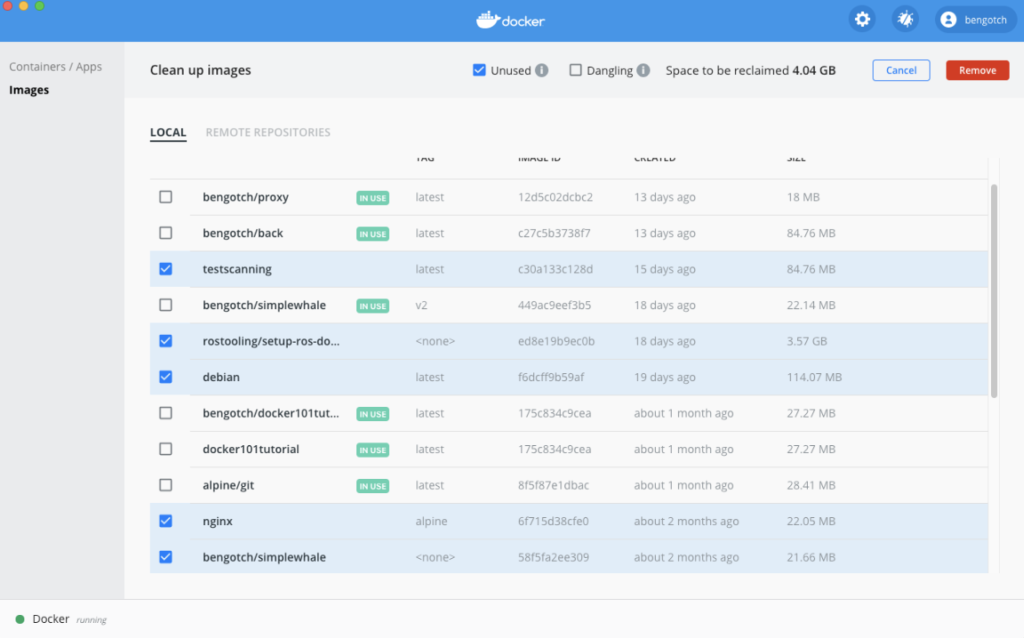 docker dashboard