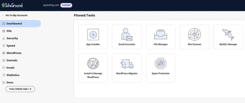 siteground dashboard