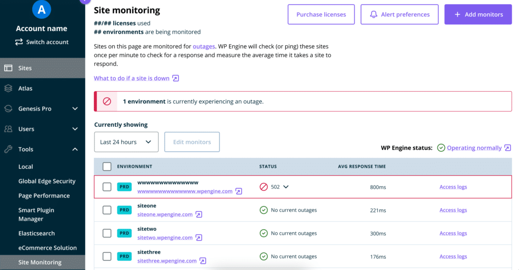 wp engine dashboard