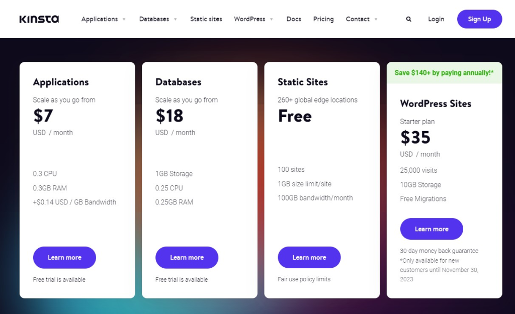 Kinsta Pricing
