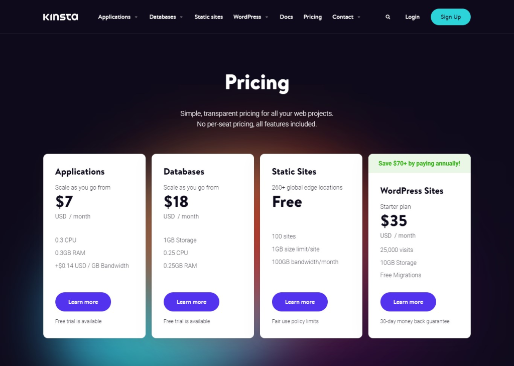 Kinsta Pricing